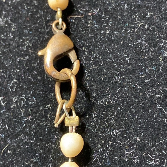 Glass Beaded necklace Swirl Striped tan & cream beads jewelry - Picture 15 of 16